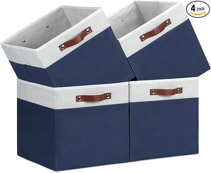 Temary Cube Storage Bins 4Pack Foldable Cube Baskets for Clothes Shelf Storage Basket with Handles, Storage Box Fabric Storag