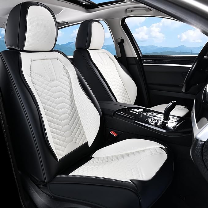 Coverado Car Seat Covers, Front Seat Cover, Waterproof Nappa Leather Seat Covers for Cars, 2 Pack Driver Car Seat Protectors,