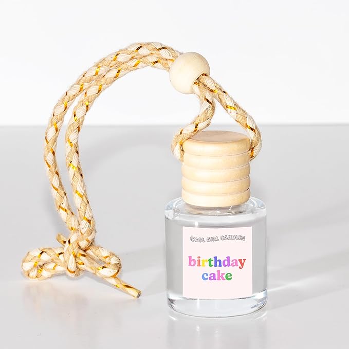 COOLGIRLCANDLES Birthday Cake Car Air Hanging Fragrance Oil Diffuser, Air Freshener for Essential Oils, Scents Aromatherapy A