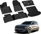 LASFIT Floor & Cargo & Seatback Mats for Kia Sportage 2026 2025 2024 2023 (Only Fit Gas), All Weather TPE Car Mats Custom Fit Kia Sportage 2023-2026 Floor Liners & Trunk Mat with Backrest, Black