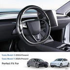 Steering Wheel Cover for Tesla Model 3 2024-Present Highland/Tesla Model Y Juniper 2025-Present, Carbon Fiber Steering Wheel Cover for Tesla Model 3 Highland/Y Juniper Accessories, Matte Black