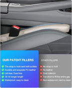 Leather Car Seat Gap Filler Universal for Car Truck SUV to Block The Gap Between Seat and Console Stop Things from Dropping 2 Packs Beige
