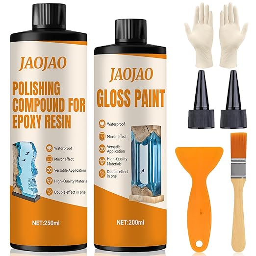 JAOJAO Resin Polishing Kit, Resin Polish Brilliant Gloss Long-Lasting Protection Mirror Effect Scratch Resistant Wear Resistant for Sanding and Polishing