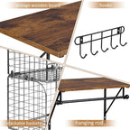 Laundry Room Shelves Wall Mounted with Wire Baskets, Over the Washer and Dryer Shelf with Clothes Drying Rack, Wire Shelves B