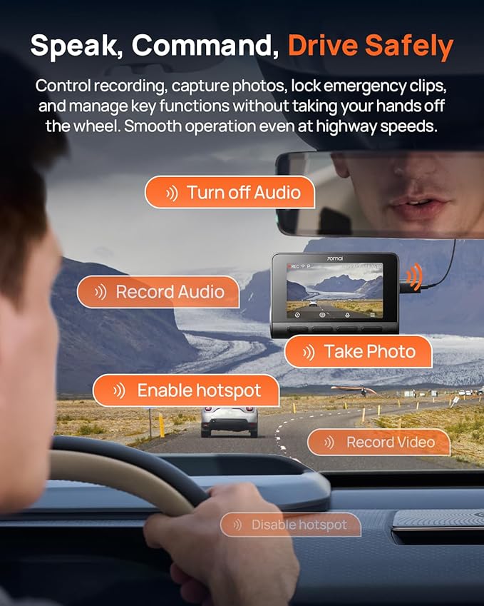 70mai A810S 4K Dual Dash Cam Front & Rear, STARVIS 2 HDR Super Night Vision, AI Motion Detection & 24/7 Parking, Built-in GPS