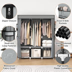 VTRIN Portable Closet Wardrobe for Hanging Clothes Closet with Cover, 3 Hanging rods, 6 Storage Shelves and Side Pocket, Diam