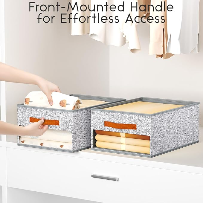 Homsorout Drawer Organizers and Storage - 6 Pack Foldable Pants Organizer with Clear Window & Handles, Fabric Closet Organize