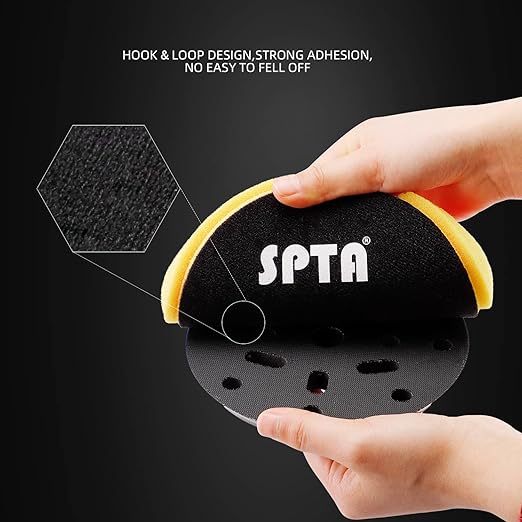 Yellow T80 High-Cut Foam Polishing Pad, SPTA 1Pc 5.5 Inch Face for 5 Inch 125mm Backing Plate Compound Buffing Sponge Pads for Car Buffer Polisher Compounding, Polishing and Waxing -FPTSS5Y
