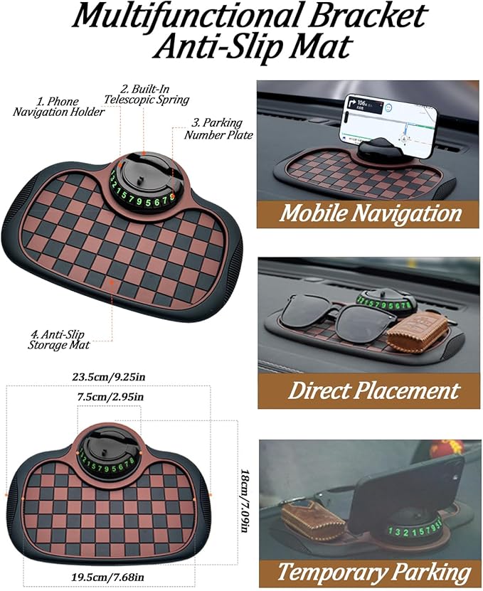 Multifunction Anti Slip Phone Mat for Car Multi Functional Dashboard Antislip Holder 360 Rotating Universal Dash Multifunctio