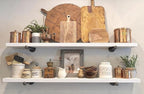 Industrial Pipe Wall Wood Shelves,Real Wooden Shelves 60" in White Color with 11.8" Extra Width, Modern Floating Shevles Book