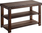 Pipishell Bamboo Shoe Rack Bench, 3 Tier Sturdy Shoe Bench, Storage Shoe Organizer, Holds up to 300lbs for Entryway Bedroom L