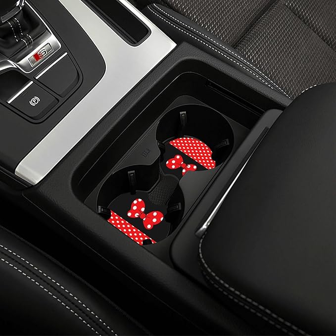 Black Polka Dot Red Bow Steering Wheel Cover,Cute Classic Universal Fit 14-15 inch Steering Wheel Cover for Women Men, Automo