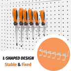 HUHOLE 4-Pack Pegboard Screwdriver Holder–Silver Heavy Duty Steel Peg Board Screwdriver Organizer Rack–Multi-Ring Pegboard To