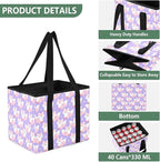 Cute Fox Purple Reusable Grocery Bags Large Shopping Tote Bag with Reinforced Bottom Board, Water Resistant Foldable Storage 