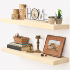 Marsmiles 30 Inch Floating Shelves for Wall - Natural Unfinished Wood Floating Shelves Set of 2-30 Inch Wide x 7.7 Inch Deep 