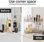 shuang qing 2-Tier Corner Bathroom Counter Organizer – Classic Storage Shelf for Makeup, Perfume & Toiletries, Space-Saving C