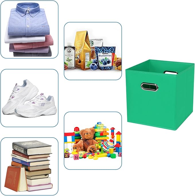 Black Fabric Cubby Storage Bins,13x13x13 Inches ,Cube Organizer Bin Foldable Storage Boxes with Dual Handles Fabric Organizer