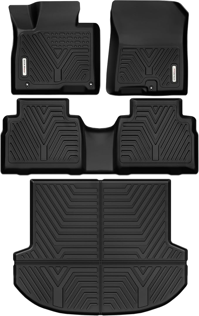 YITAMOTOR Floor Mats & Cargo Mat for Hyundai Santa Fe 2023 2022 2021 (Not for Hybrid), Includes 2 Rows and Cargo Liner Set,TPE All-Weather Floor Mat Set Liners, Black