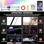 Ambient Lighting Car led Lights Interior,116in USB Dreamcolor 4 in 1 Acrylic Neon Flexible Strip Fiber Optic LED Ambient Lighting Kits with Remote APP, RGB Music Lights Sync for Inside car Decorations