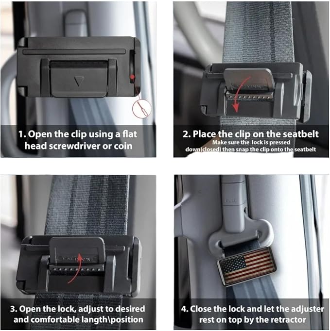 2PCS American Flag Car Seatbelt Adjuster car Universal Car Seat Belt Pads Cover for More Comfortable Driving, Seat Belt Shoulder Strap