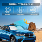 for BMW X5 2014-2018 Windshield Sun Shade - 4 Layers Car Sunshades for Front Windows Shade Cover Custom Fit X5 Sun Visor 250T Retractable Shade Blocks UV Rays Car Accessories