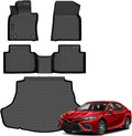 Auxko All Weather Floor Mats Cargo Mat Fit for Toyota Camry Hybrid 2024 2023 2022 2021 2020 2019 2018 TPE Floor Liner Trunk Mat Camry Accessories All Season Odorless Anti-Slip Black
