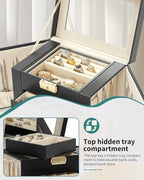 AKOZLIN 5-Tier Jewelry Box Leather Jewelry Storage Organizer with 4 Drawers Lockable for Women Girls Ring Necklace Earring Br