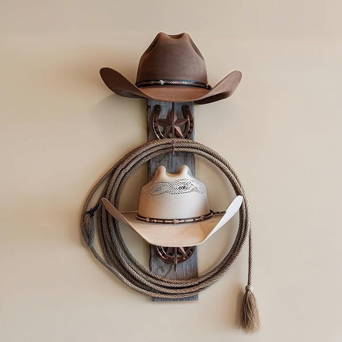 Cowboy Hat Rack for Wall Rustic Metal Cowboy Hat Holder 2 Pack Hat Hanger Western Wall Decor Horseshoe Hooks Storage Display 