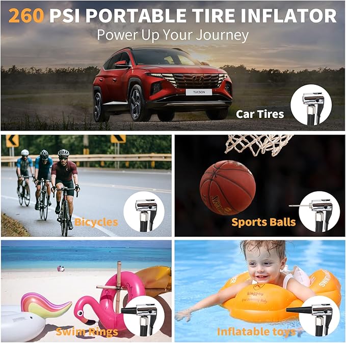 2000A Peak Jump Starter with Air Compressor Portable Power Station with 400W Inverter 12V Car Battery Booster for 8.5L