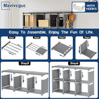 Mavivegue Bookshelf,18 Cube Storage Organizer,Extra Large Book Organizer,Tall Bookcase Shelf,Book Cases/Shelves,Grey Cube She