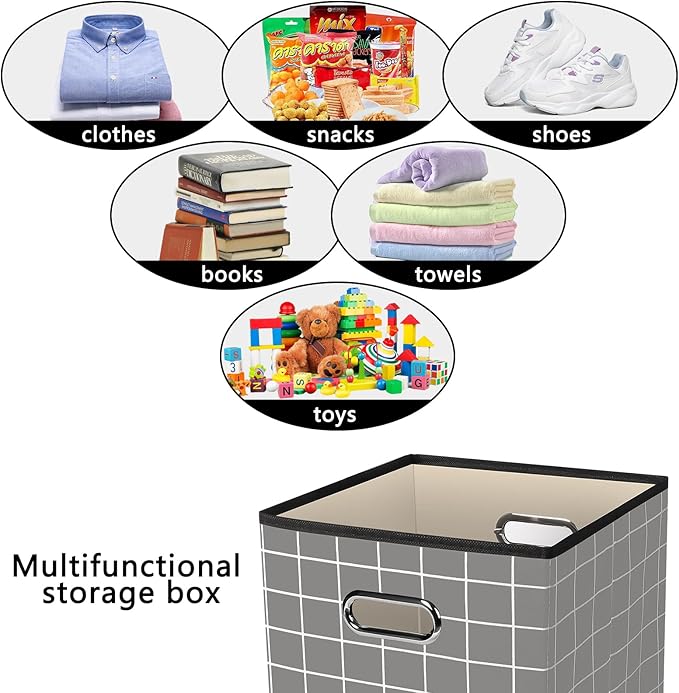 Yunkeeeper storage bins Cubes, Fabric Cube Organizer with Handle, Foldable Cube Bins for Cloth or Accessary Storage, 11x11x11