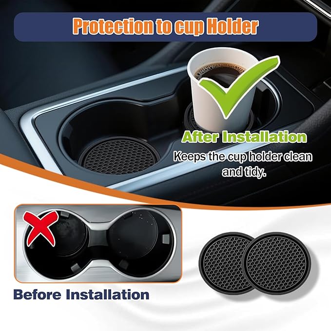 2-PackCar Seat Gap Filler，Car Cup Holder Coaster，Car Seat Crevice Blocker Stop Things from Dropping，Auto Accessories for SUV Truck Sedan