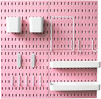 MULSAME Pegboard Combination Kit, Wall Mounted Storage Set with 4 Pegboards & 14 Accessories Hanging, Pink Peg Boards Organiz