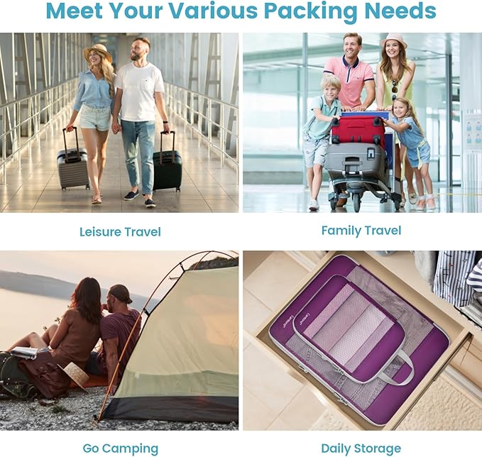 Cambond See Through Mesh Compression Packing Cubes - 5 Piece Expandable Space Saving Packing Cubes for Travel with Underwear 