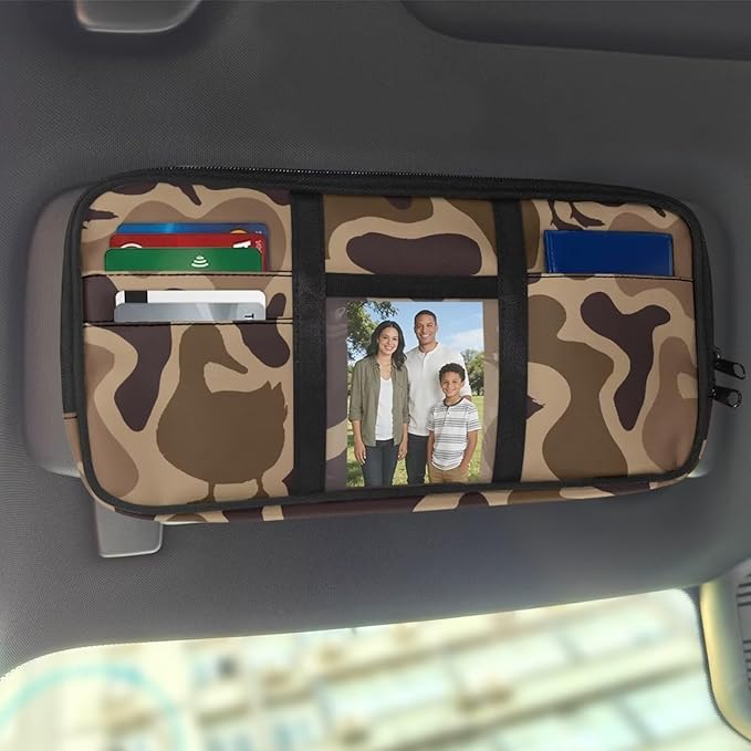 Duck Camo Car Sun Visor Organizer Multi-Pocket Sun Visor Organizer Personalized Car Interior Accessories Keep Tidy for Cars, Trucks & SUVs