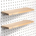 Solid Wood Pegboard Shelf, High Balance and No tilt, Pegboard Accessories, Wooden Pegboard Shelves for 1/4" Metal Pegboard, 2