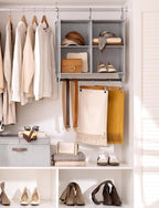 StorageWorks Hanging Closet Organizer with Metal Rod, 4-Section Closet Organizers and Storage, Collapsible Hanging Shelves fo