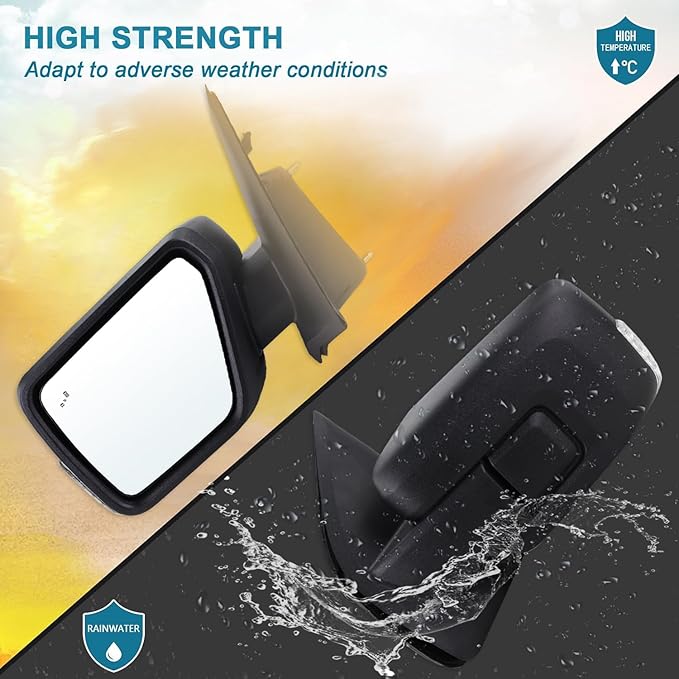 Left Driver Side Mirror Compatible With 2021-2026 Ford F150 With Manual Folding Power Glass Heated Blind Spot Turn Signal Puddle Light Matte Black Replace#ML3Z17683SA(11Pins)