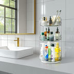 360 Rotating Makeup Organizer, 3 Tier Large Capacity Lazy Susan Bathroom Counter Organizer, Skincare Organizers, Spinning Per