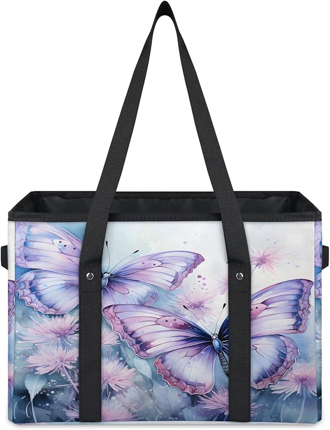 Reusable Grocery Bags Heavy Duty Shopping Bags Foldable Large Tote Bags with Long Handles & Hard Bottom