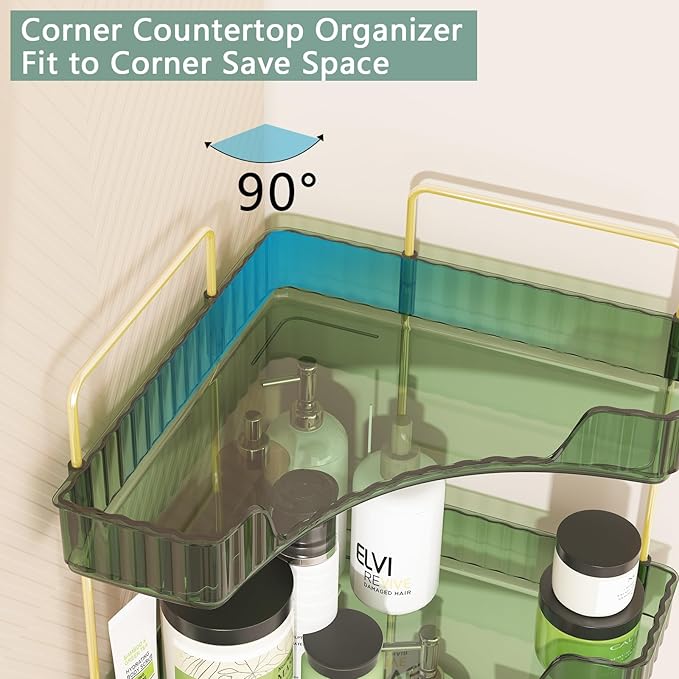 Webetop Corner Bathroom Counter Organizer, Bathroom Makeup Countertop Organizer, Corner Storage Organizers for Vanity, Bathro