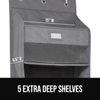 GORILLA GRIP Over The Door Organizer Storage, 5 Deep Hanging Shelves, Holds 50lbs, Closet Organizers Shelf for Bedroom, Shoes