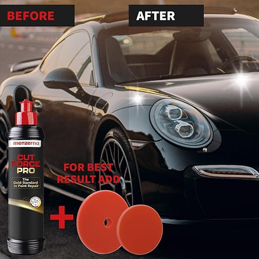 menzerna Cut Force Pro Car Polish 8 oz I Premium Polish with Heavy Cut and high Gloss Finish I Buffing & Polishing Compound for Car Maintenance I for Scratches & Sanding Marks I Car Body Repair