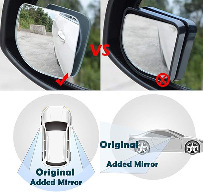 Ampper Blind Spot Mirror Fan Shaped, HD Glass Frameless Stick on Adjustabe Few Convex Wide Angle Rear View Blind Spot Car Mirror for Car Blind Spot, Pack of 4