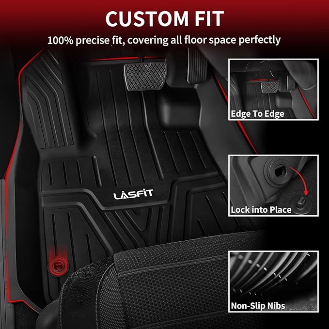LASFIT Floor Mats and Cargo Liner for Honda CR-V 2026 2025 2024 2023 (Gasoline & Hybrid & e:FCEV), All Weather TPE Car Trunk Mat (Upper Position), 1st & 2nd Row & Trunk Liner Full Set Black