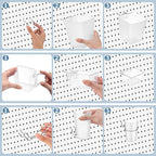 Jinei 12 Pcs Pegboard Bins and Cups with Hooks and Loops Peg Assortment Organizer Accessories Various Tool Organizer Pegboard