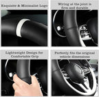 Car Leather Steering Wheel Cover - Panapi Material, Universal 14.5-15 Inch Leather Anti-Slip Breathable Auto Steering Wheel C