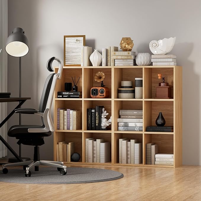 Wooden 6 Cube Storage Organizer with Closed Back Panel, Modern Open Cube Storage Shelf Bookshelf with Compartments, Cube Shel