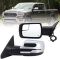 Left Driver Side Mirror Fits 2019 2020 2021 2022 2023 2024 2025 2026 Ram 1500 With Power Folding Heated Turn Signal Puddle Light Blind Spot Temperature Sensor Chrome Replace#68462771AB(9+6Pins)