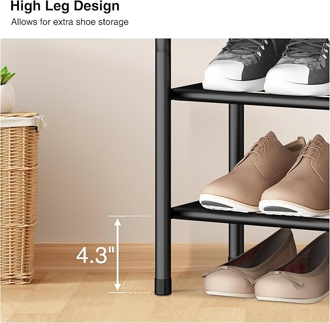 STO STO Detachable Shoe and Boot Rack Organizer, Metal Stackable Boot Rack for 6 Pairs, 2-Tier Shoe Rack for 9 Pairs, Adjusta